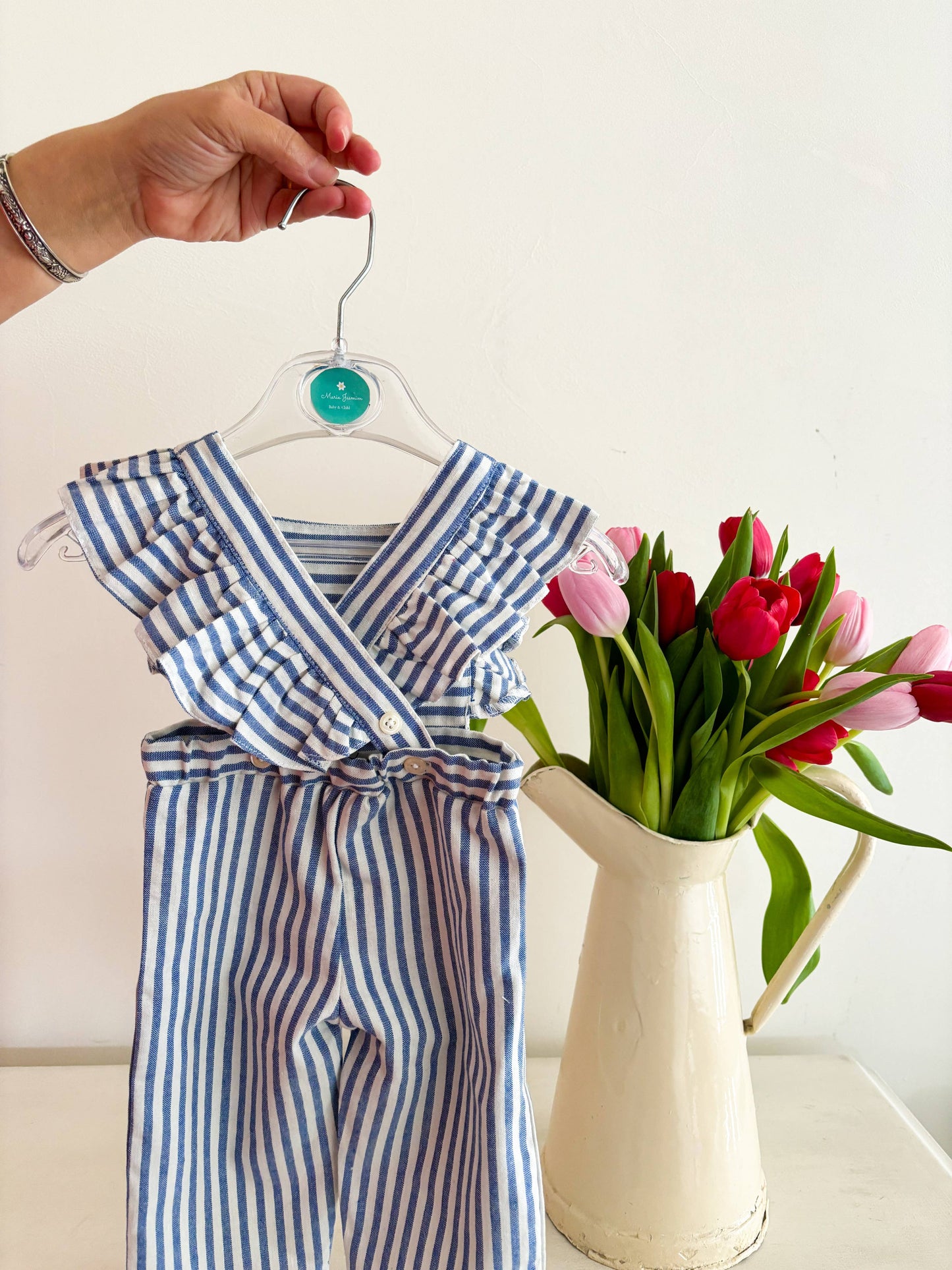 Blaue Streifen Latzhose