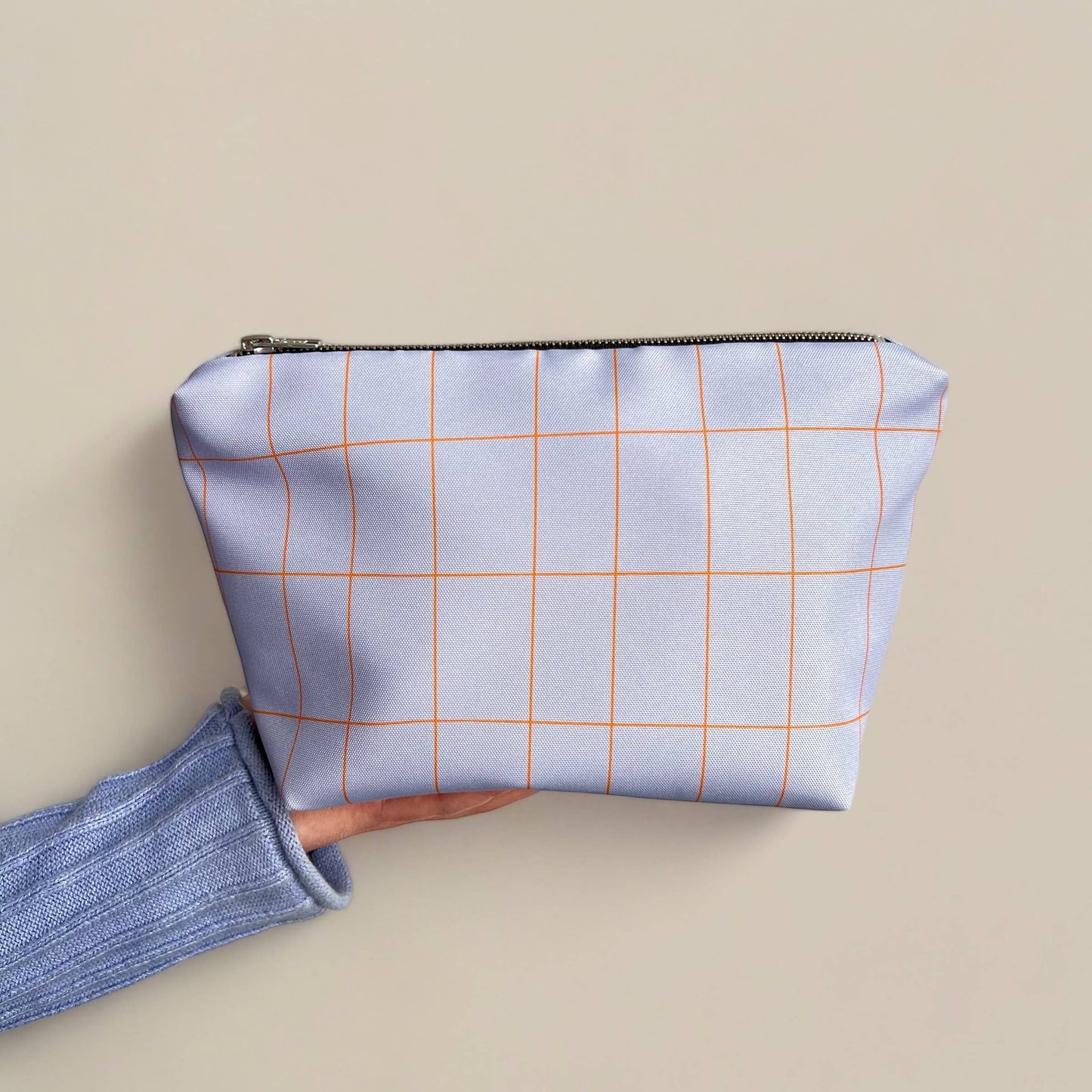 Kulturtasche lila kariert