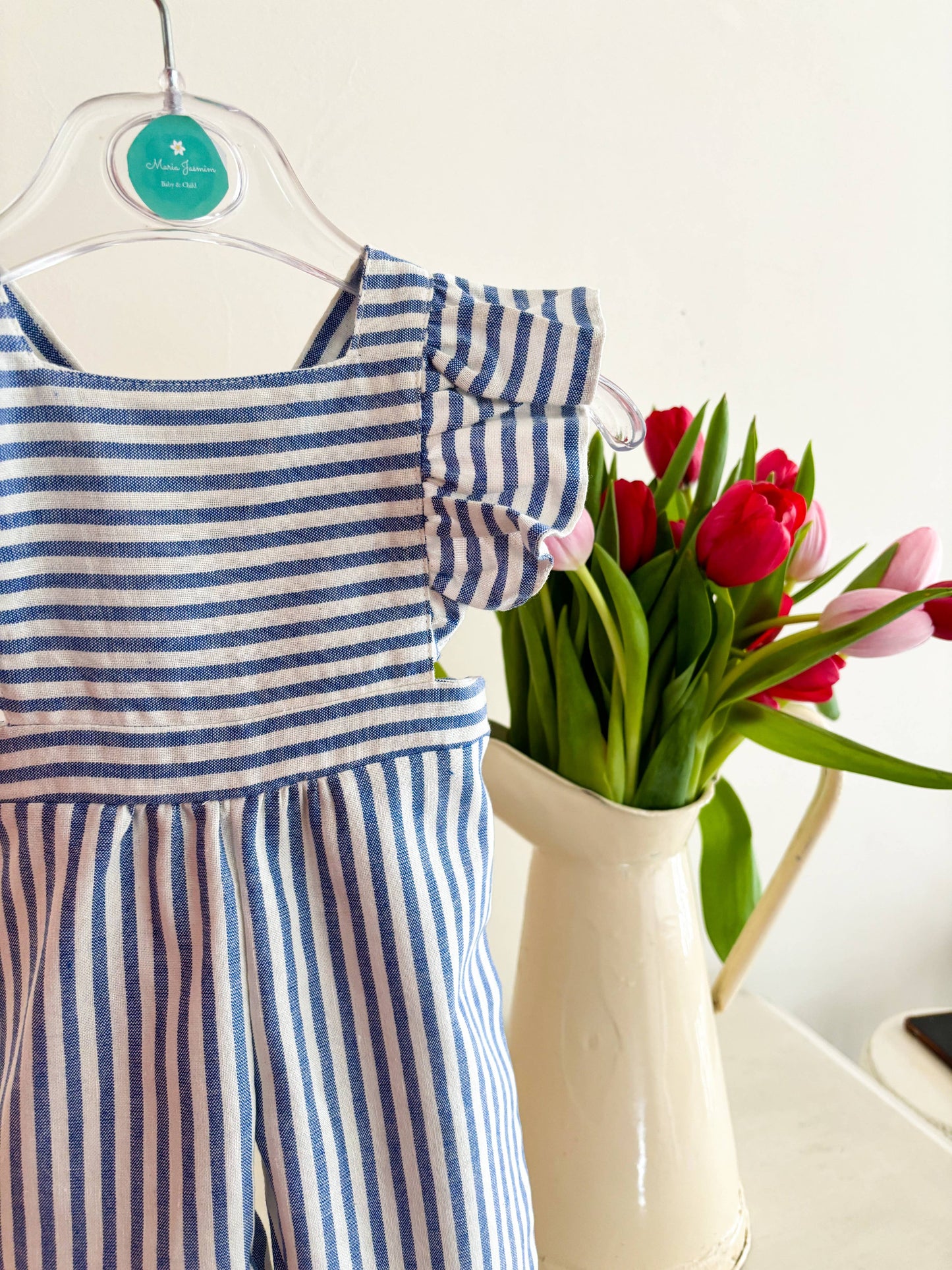 Blaue Streifen Latzhose