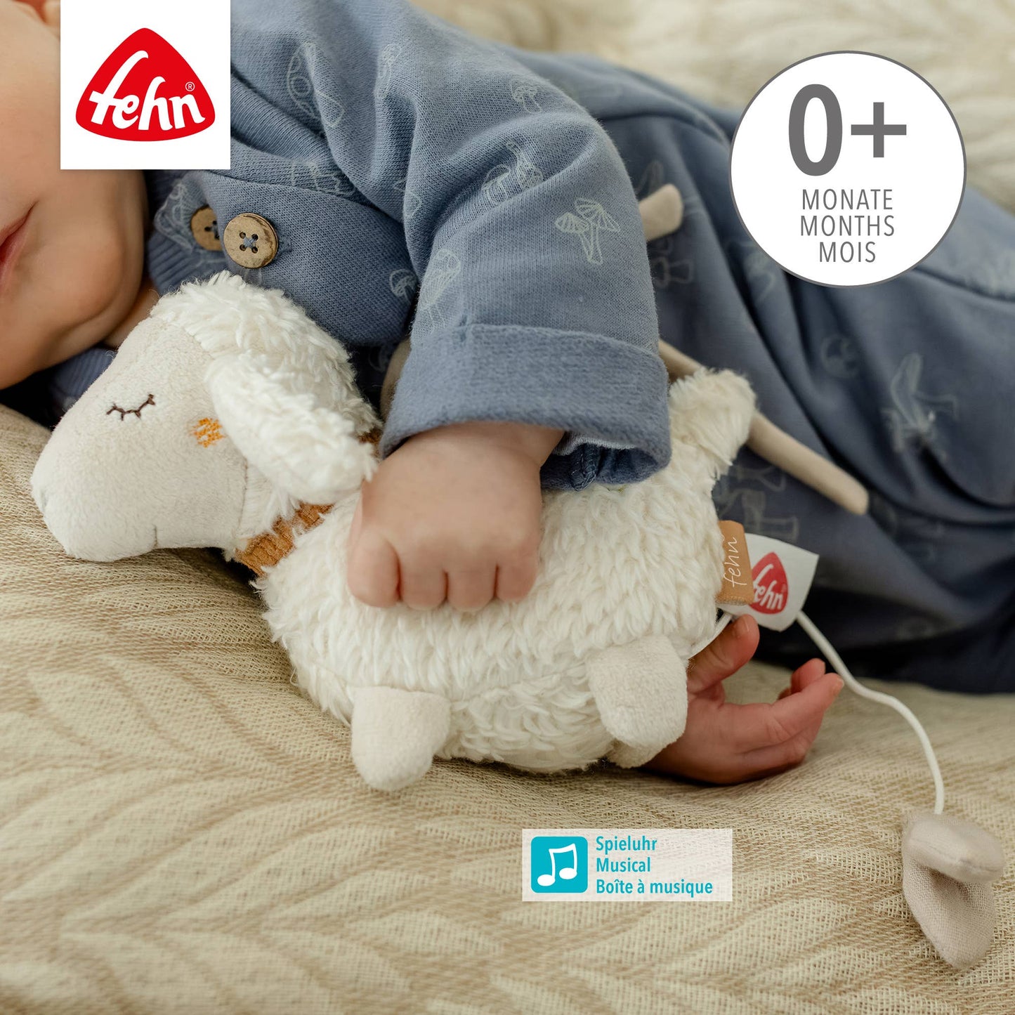 Mini-Spieluhr Schaf - Kuscheltier & Einschlafhilfe