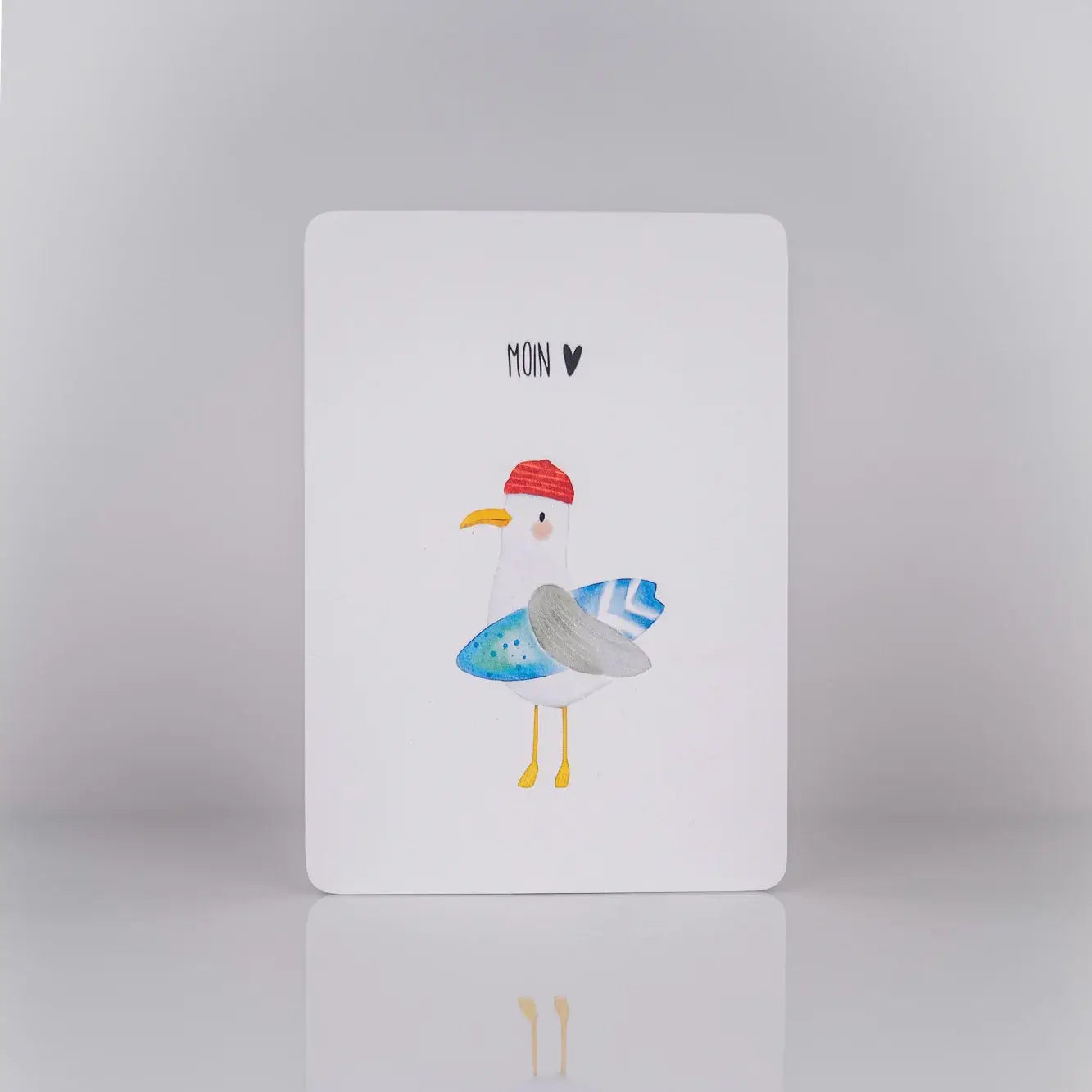Postkarte - Möwe mit Surfbrett