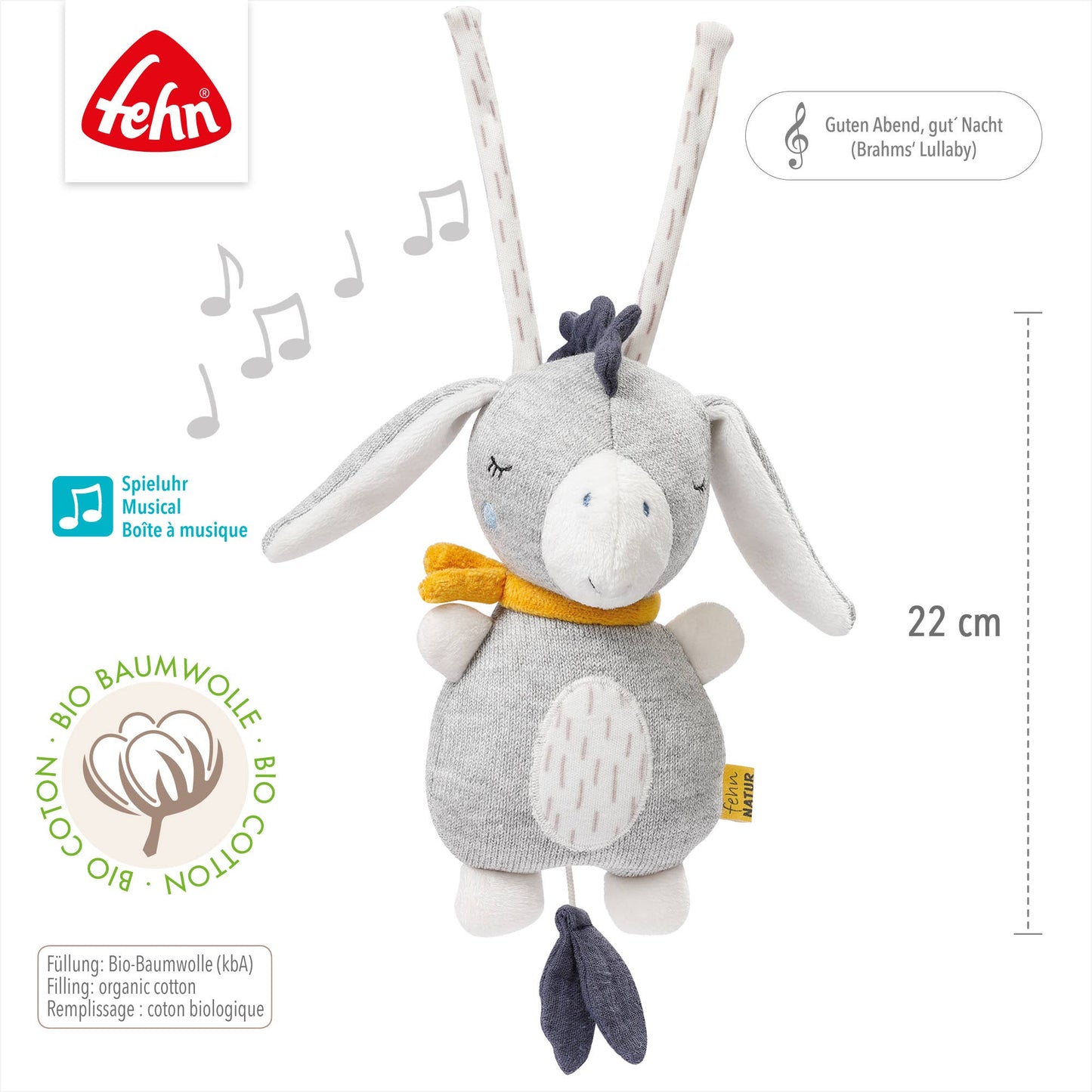 Mini Spieluhr Esel - Kuscheltier & Einschlafhilfe
