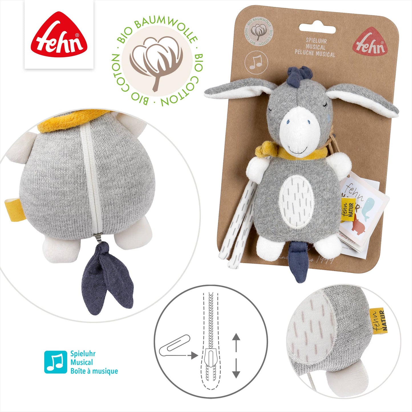 Mini Spieluhr Esel - Kuscheltier & Einschlafhilfe