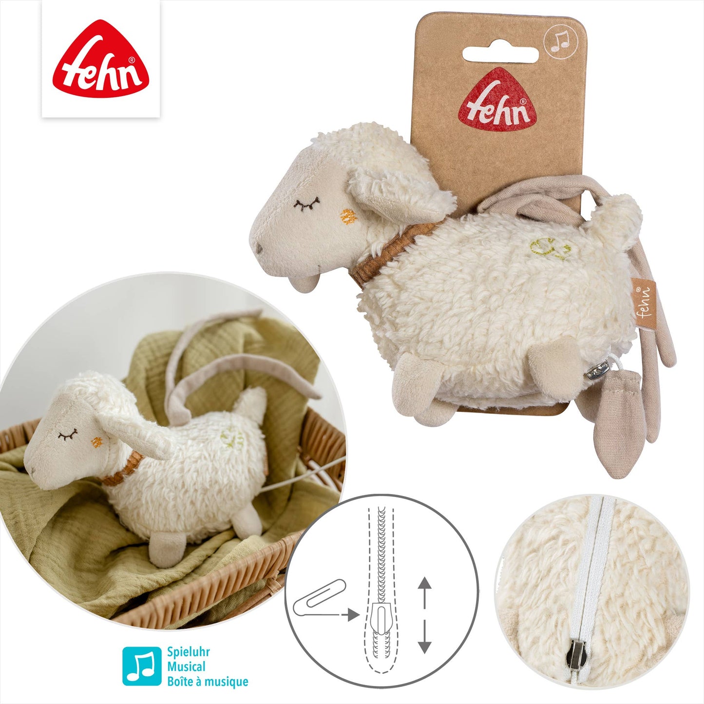 Mini-Spieluhr Schaf - Kuscheltier & Einschlafhilfe